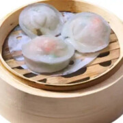A3. Steamed Mushroom &amp; Shrimp Dumpling <br> 蘑菇翡翠饺