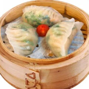 A9. Steamed Spinach &amp; Shrimp Dumpling <br> 碧绿菠菜饺